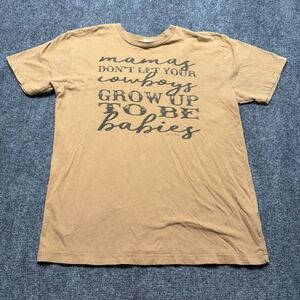 LAT Apparel Mamas Don't Let Your Cowboys Grow Up To Be Babies Brown Graphic Tee